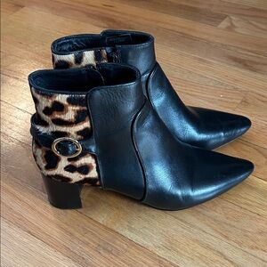 Diane Von Furstenberg Black and Leopard Ankle Boots